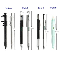 1Pc Multifunction Ballpoint Pen Modern Handheld Tool Measure Technical Ruler Screwdriver Touch Screen Stylus Spirit Level