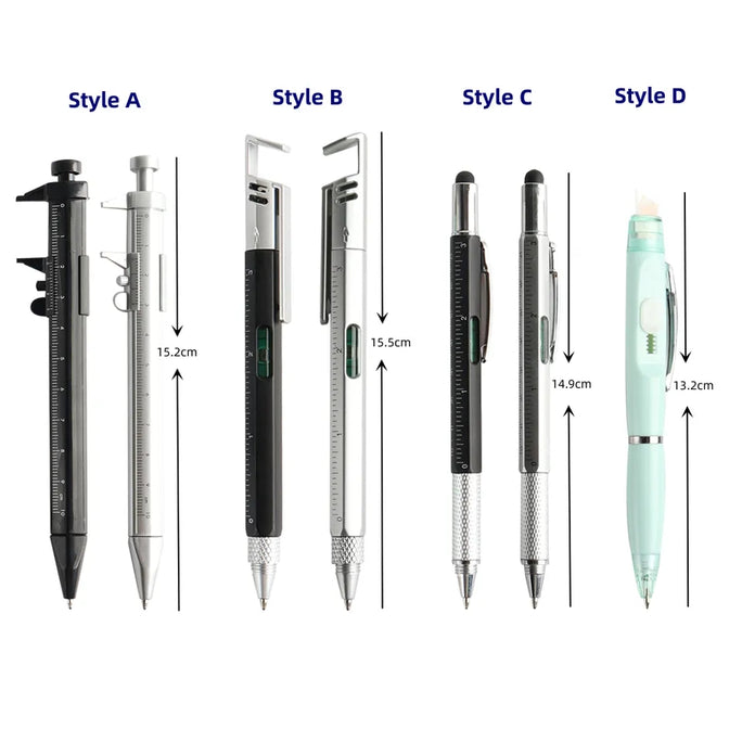 1Pc Multifunction Ballpoint Pen Modern Handheld Tool Measure Technical Ruler Screwdriver Touch Screen Stylus Spirit Level