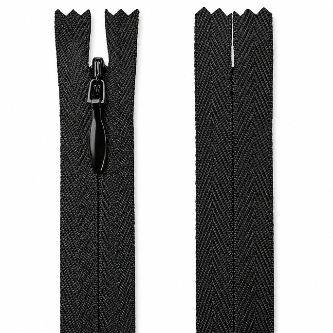 50 Pcs Invisible (Gum ZIP) Long Zip with Slider 36 cm Zipper Cut Size for Dresses, Skirts, Blouses, Pants etc. - Long - Nylon Zip and Metal Zip Head