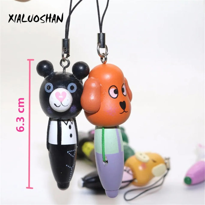 1 Pc Wood Mini Ballpoint Pen Animal Portable Ballpen Novelty Wedding Gift Caneta Stationary Office Material School Supplies