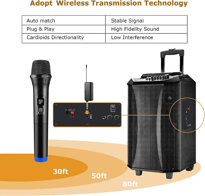 LT-125 2x Universal Wireless Microphone Professional Handheld Mic System +