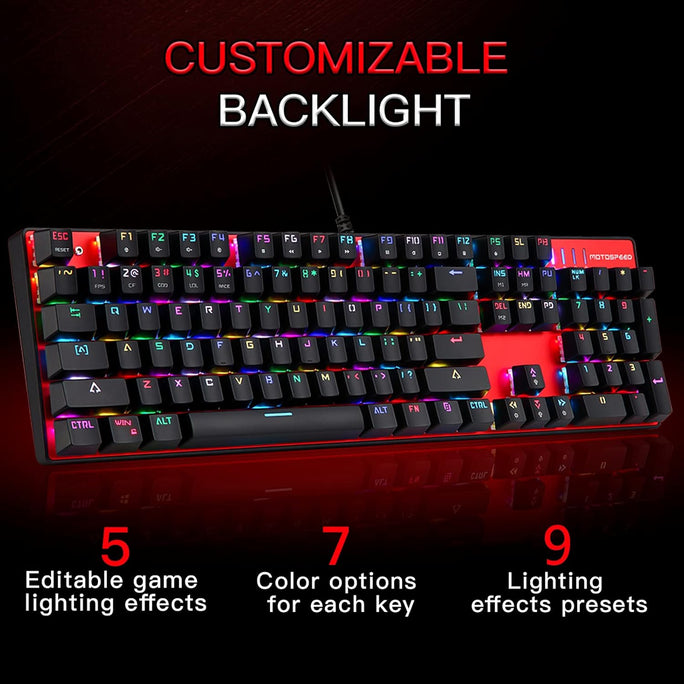 Motospeed CK104 Mechanical Gaming Keyboard | 104 Keys RGB Backlit Wired