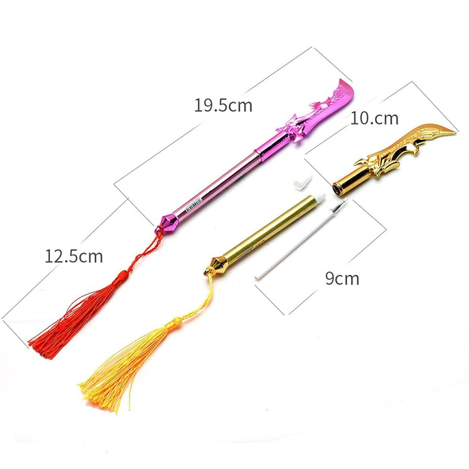01Pc Ancient Sword Pen , Plastic Gel Pen Sword Pens with ﻿﻿﻿Tassels for Birthday Party School Office Writing Supplies