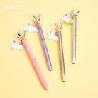 01 Pc Diamond Unicorn Lu.xury Metal Crystal Top Big Diamond Ballpoint GEL Pen Fashion Carat Gift For School Office