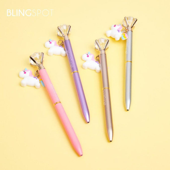 01 Pc Diamond Unicorn Lu.xury Metal Crystal Top Big Diamond Ballpoint GEL Pen Fashion Carat Gift For School Office