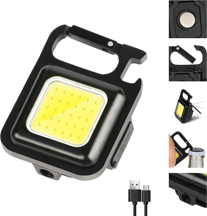 Mini Flashlight | COB Bright Rechargeable Keychain Light 4 Light Modes Portable