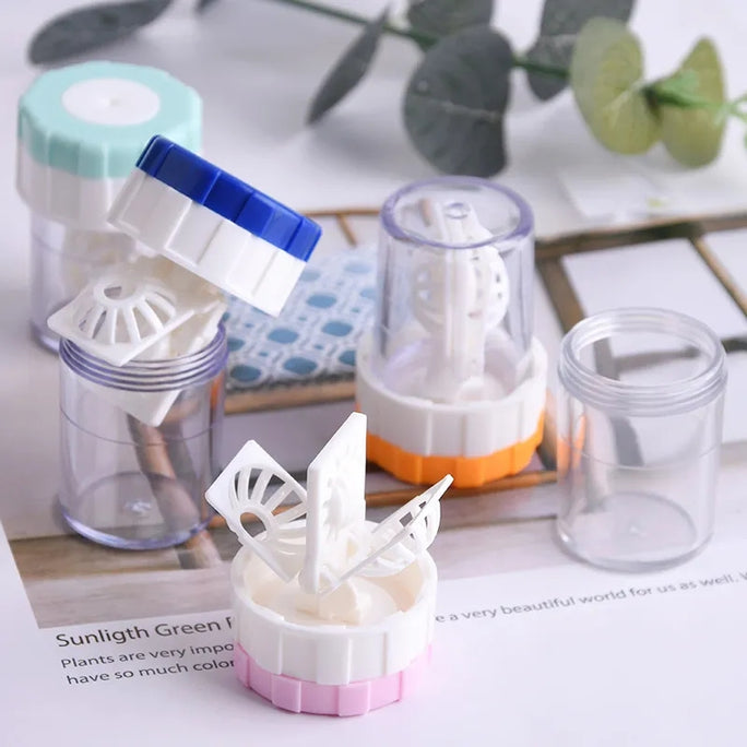 Contact Lens Cleaner Case Manual Rotary Lens | Cleaner Travel Plastic Container Storage Soaking Box | Lens Washer