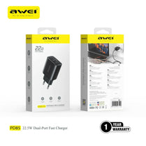 AWEI PD85 22.5W Fast Charger | Dual Port Adapter