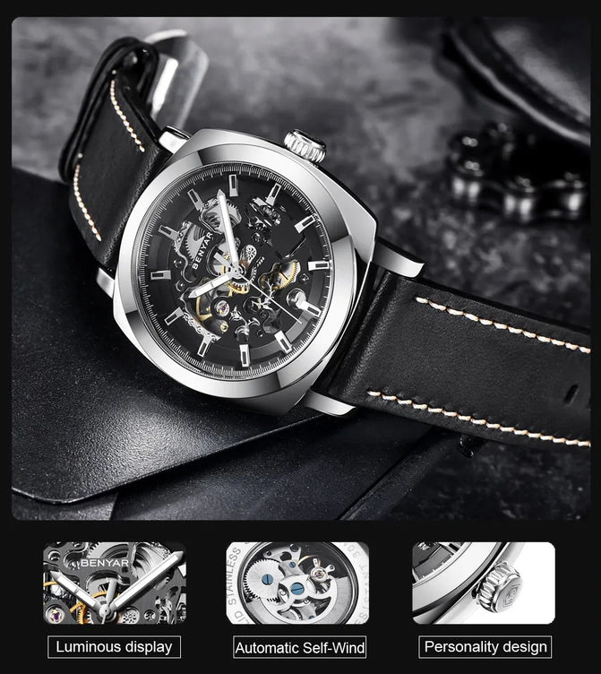 Benyar BY-5121 Skeleton Automatic Edition Men Watch