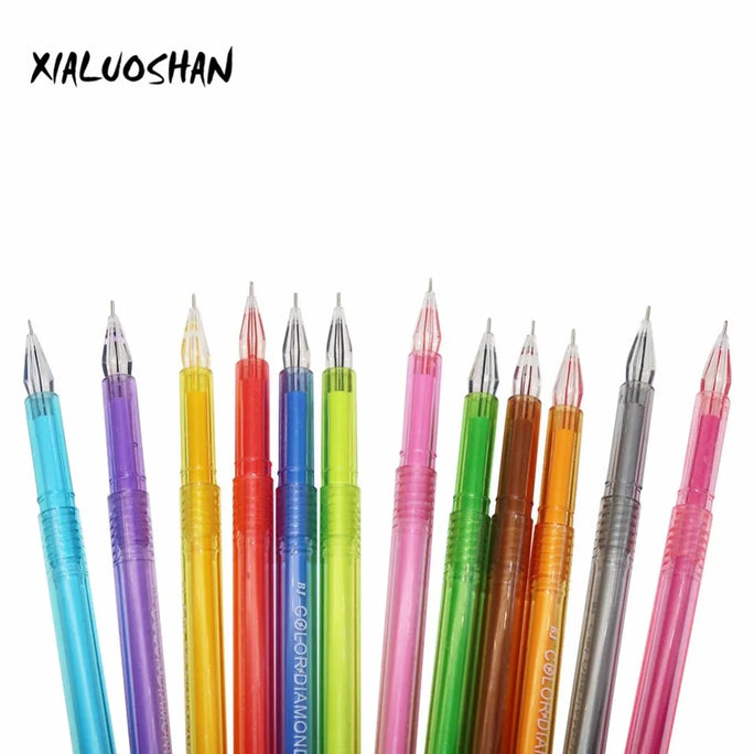 12 Pcs Diamond Head Pen Creative Stationery Candy Color Cute Stationery Roller Ball 0.5mm Gel Pen Office School Supplies