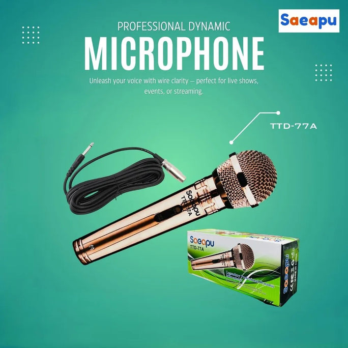 Professional Dynamic Condenser Microphone Saeapu TTD 77A Vocal Stage Mic Wired