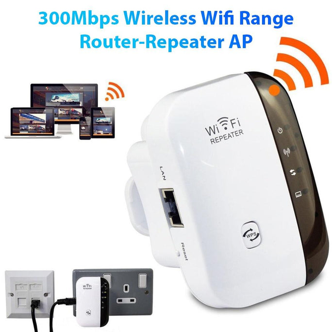 WiFi Range Extender 300Mbps Wireless Repeater 2.4GHz Long Distance Coverage up