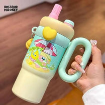 CUTE KAWAII INSULATED TUMBLER SIPPER 800ML WITH HANDLE & STRAW LEAKPROOF & STAINLESS STEEL