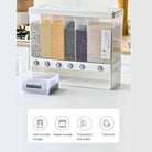Rice Dispenser, Wall Mounted 6 Grid Dry Food Dispenser Large Cereal Dry Food Storage Containers for Storage Rice Grains Nuts Beans Candy Laundry Dispenser, for Kitchen Pantry