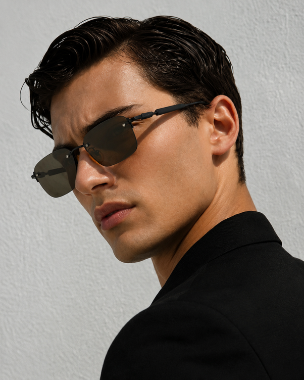 Rave Brown Rimless Rectangle Sunglasses
