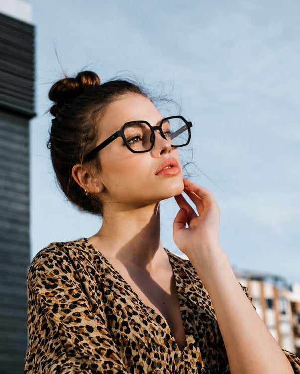 Rave Black Hexa Edge Frame Glasses