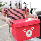 Premium Panda Design Folding Storage Bins | Quilt Basket, Kid Toys Organizer, Cabinet Wardrobe Storage Bags | Large 14 X11 X 10 Inches | Stylish & Durable Non-woven Fabric | Organize in Style Red
