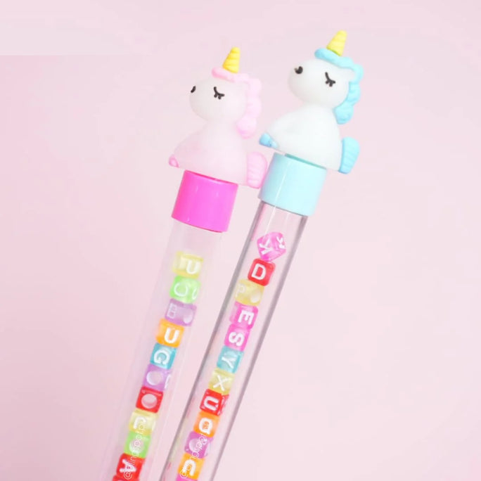01 Pcs Alphabet Beads Cute Panda Unicorn horse sweet dreams shaped - Gel Pen(with Thread) Cartoon Unicorn Gel Pen Cute Student Daily Record Creative Writing Pen Girl DIY Hand Account Gift Pen