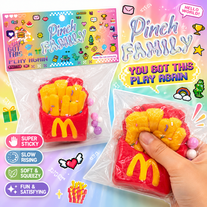 Squishy,Cartoon Desert Fries Sticky Squishy Toys,Cute Kawaii Squishies,Sticky Squeeze Ball,Jelly Kitty Funny Fidget Toys Novelty Things Suitable for Adults Kids