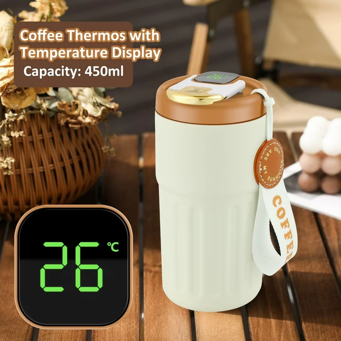 450ML Smart Travel Coffee Mug Display Led Temperature Thermos Mug Stainless Steel Insulated Thermos Bottle Portable Vacuum Flask