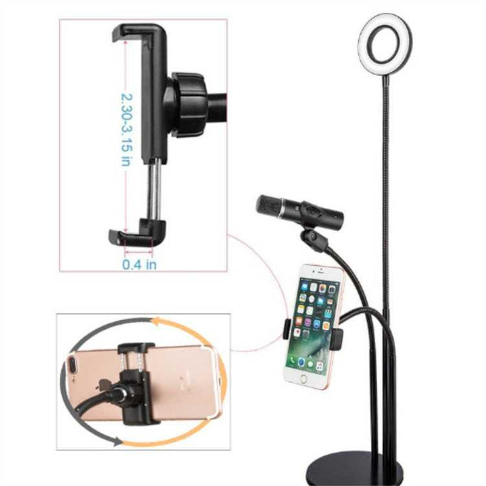 2in1 stand Professional Live Stream Phone Mobile Holder with Ring Light stand