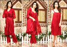 3 Pcs Silk Nighty For Women (Gown , Inner ,Trouser) / Night Suit For Girls
