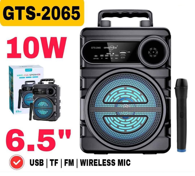 GTS-2065 Bluetooth Karaoke Speaker 6.5 Inch Woofer Wireless Microphone 10W
