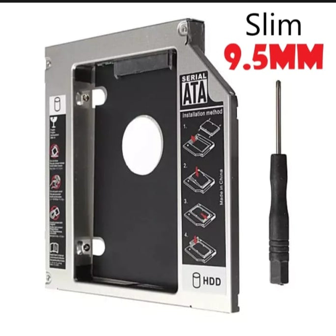 Slim + Fat 2nd HDD Caddy 9.5mm & 12.7Mm SATA 3.0 2.5 SSD Case Second Hard Disk