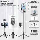 Bluetooth Selfie Stick R1S with Remote 4 in 1 Multifunctional Tripod Stand