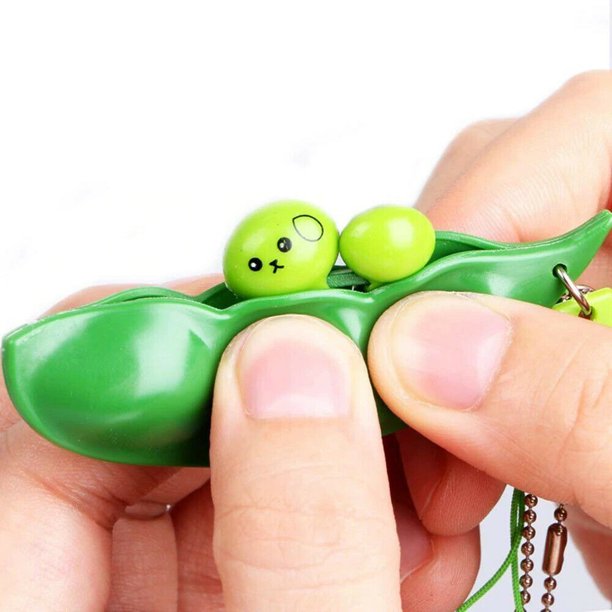 Funny Beans Squishy Squeeze Peas Edc Fidget Toys Pendants Keychain Stress Relief Ball Gadgets Kid Children Novelty Toy Fidget