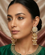 Triple Tier Kundan Jhumka