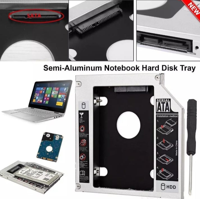 Slim + Fat 2nd HDD Caddy 9.5mm & 12.7Mm SATA 3.0 2.5 SSD Case Second Hard Disk