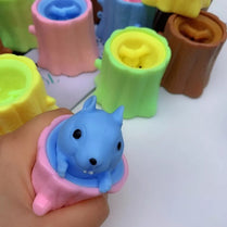 Pop up Funny Mouse and Wooden Block Squeeze Anti-stress Toy Hide and Seek Figures Stress Relief Fidget Toys for Kids Adul