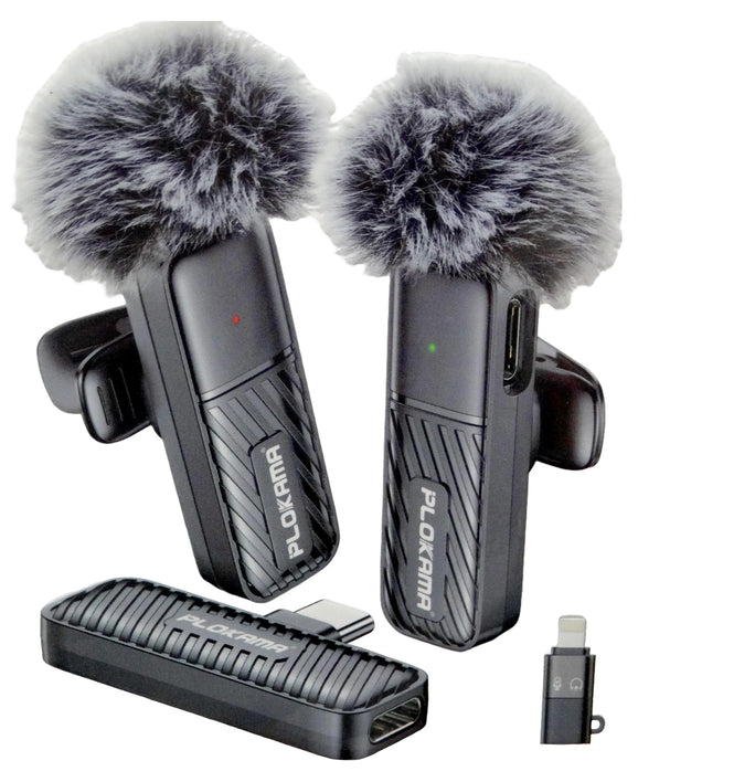 Plokama VM-20 2.4G Wireless Lavalier Microphone Dual 2in1 Plug & Play Mic for