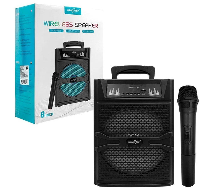KTS GTS-2136 Portable Wireless Bluetooth Speaker 8 Inch | Rechargeable Karaoke