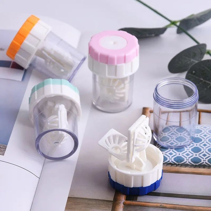 Contact Lens Cleaner Case Manual Rotary Lens | Cleaner Travel Plastic Container Storage Soaking Box | Lens Washer