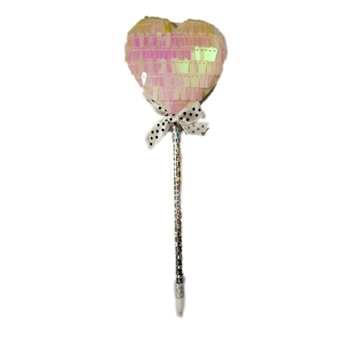 01 pc Heart Shaped Pens Flip Sequin Heart Shaped Pens Stripe Writing Pen for Wedding Party Office School Supplies