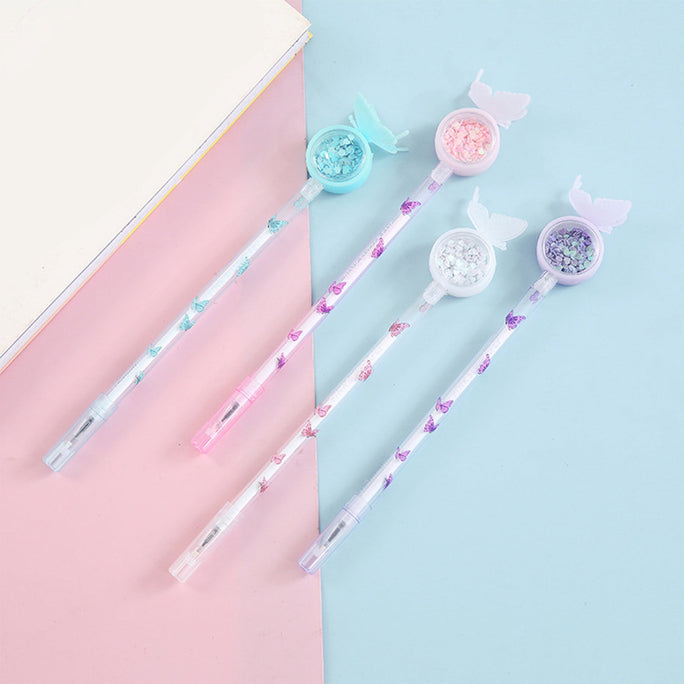 01 Pc Buttrefly BALL POINT GEL PEN Fairy Stick Ballpoint Pen Pen Bling Rainbow Dynamic Crystal Ball Pen Gel Ink Pen Student Pen Rollerball Pens for Women Girl Gift Stationery School Office Supplies