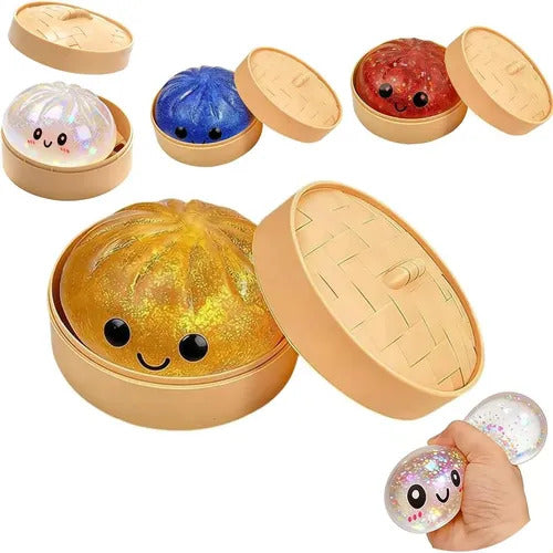 Squeeze Toys Box Glitter/Glow/Bubble/Plain/Orbeez Dumpling Squishy Rising Stress Ball | Soft Desk Stress Relief for Office Home Relaxation