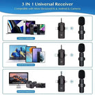 K15 3 in 1 Wireless Lavalier Microphone UHF Noise Reduction Clip On Mini Mic