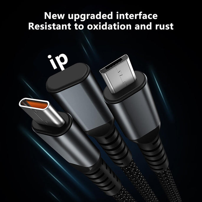 3 in 1 Fast Charging Cable 100W Multi Connector USB Type C Lightning Micro USB