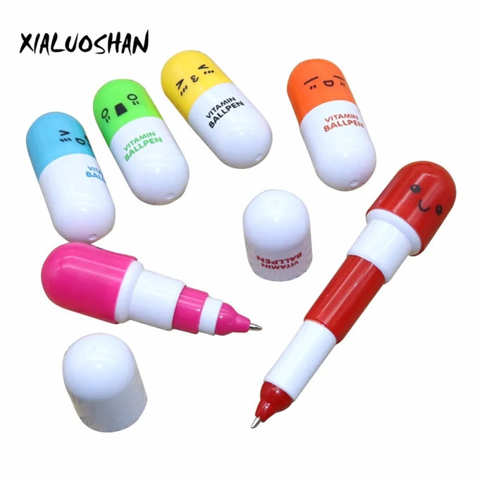 1 Pc Face Retractable Ballpoint Pen Blue Refill 0.5mm Pill Ballpen Kawaii Stationery Canetas Escolar School Office Tools