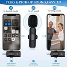 K15 3 in 1 Wireless Lavalier Microphone UHF Noise Reduction Clip On Mini Mic