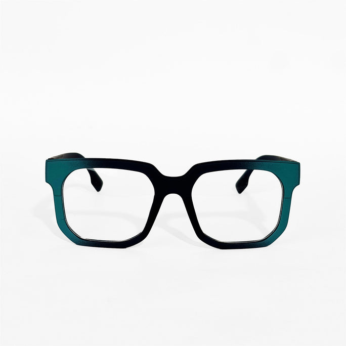 Rave Black & Teal Bold Square Frame Glasses