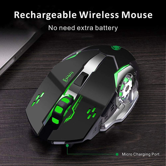 T2 Rechargeable Wireless Gaming Mouse 2.4G USB Silent Click RGB LED 2400DPI