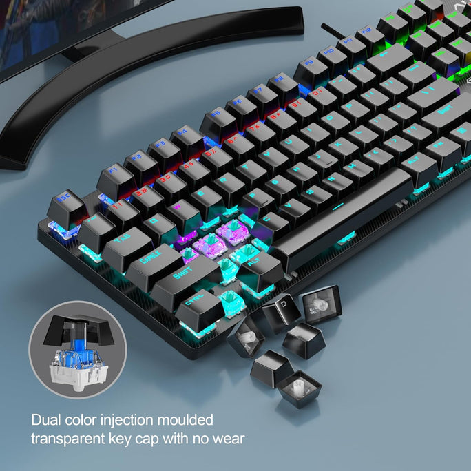 AULA S2022 Rgb Mechanical Gaming Keyboard USB Wired | Blue Switch Clicky Keys