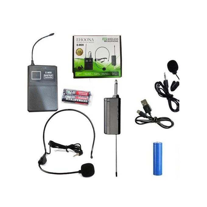 TTDM09 UHF Wireless Microphone Kit 2 in 1 Head Mic | Wireless Head Microphone