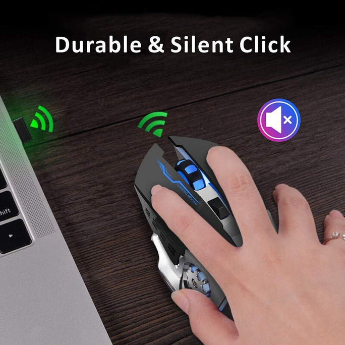 T2 Rechargeable Wireless Gaming Mouse 2.4G USB Silent Click RGB LED 2400DPI