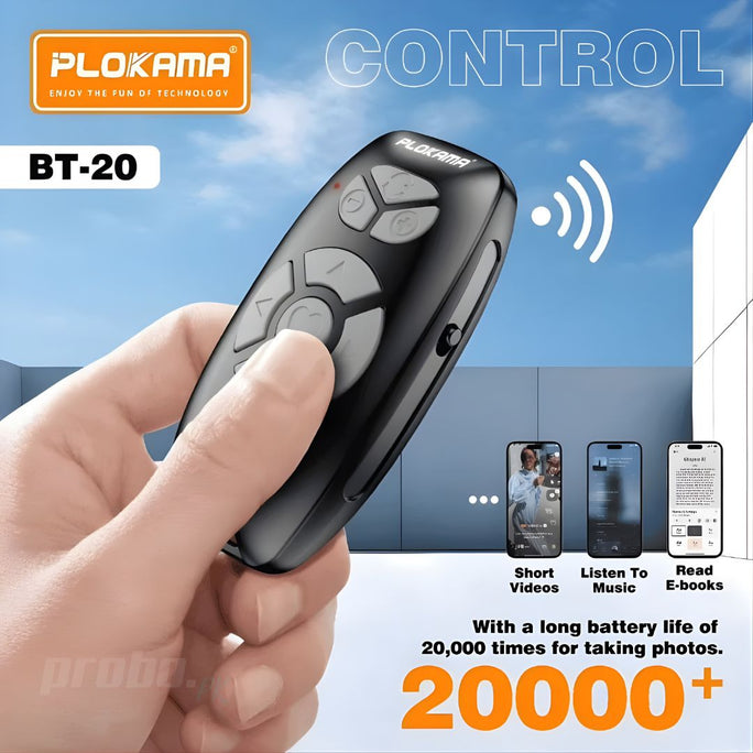 Plokama BT-20 Bluetooth Wireless Remote Selfie Shutter Smartphone Camera