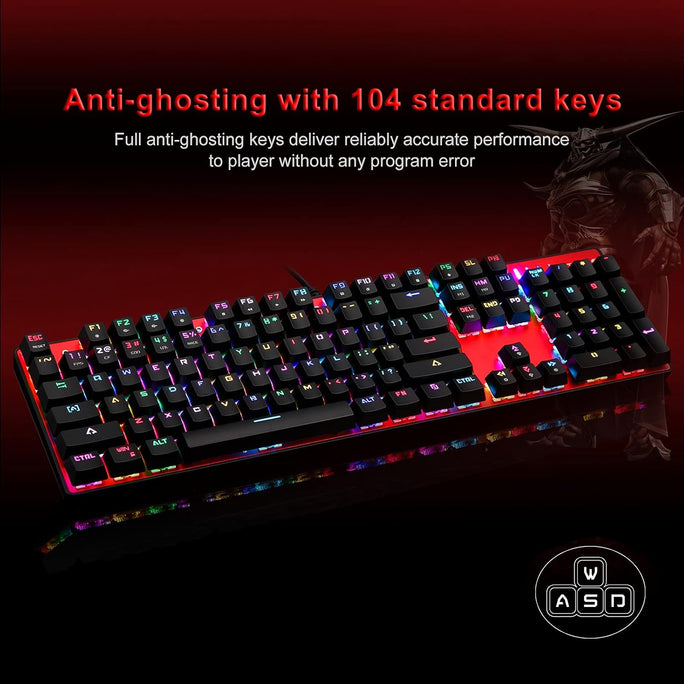 Motospeed CK104 Mechanical Gaming Keyboard | 104 Keys RGB Backlit Wired